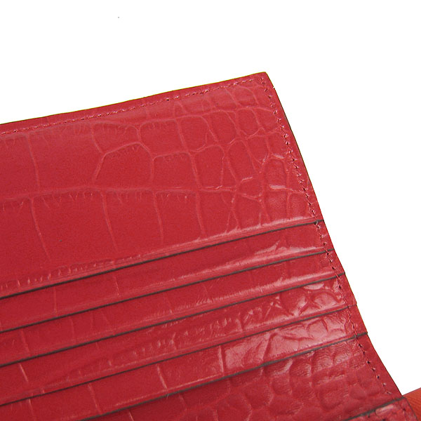 High Quality Hermes Kelly Crocodile Veins Long Clutch Bag Red H009 Replica - Click Image to Close